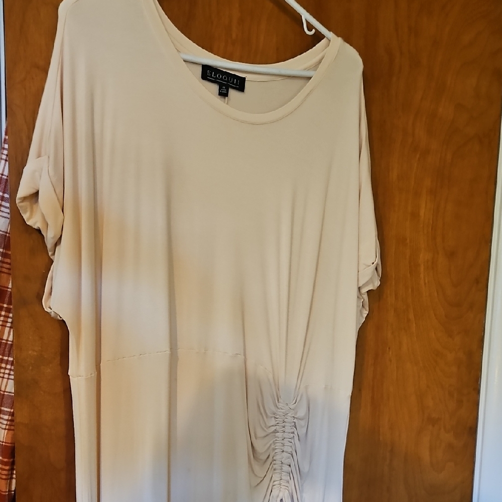 Eloquii Cream Oversized Ruched Tunic